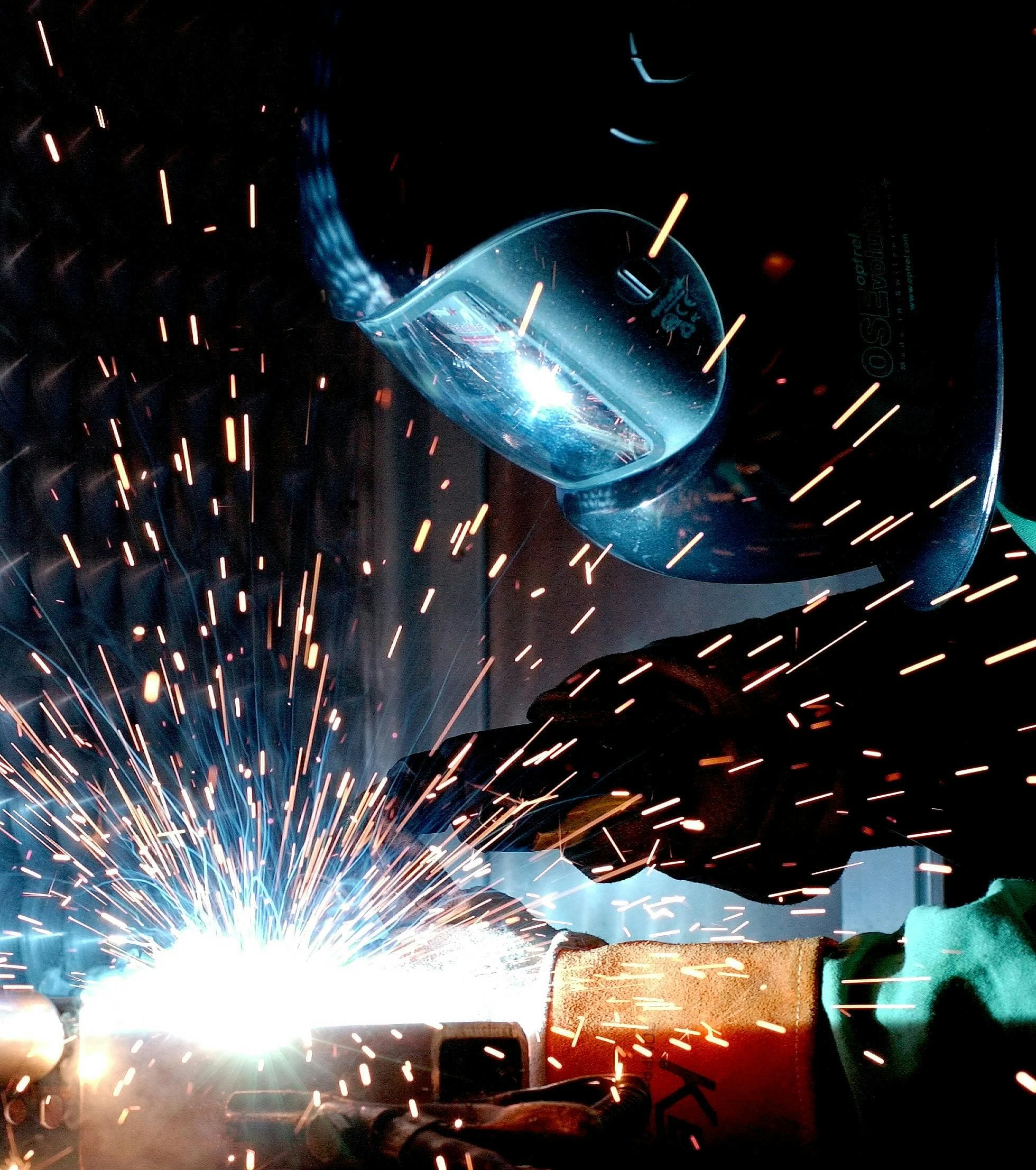 Welding in a fabrication shop